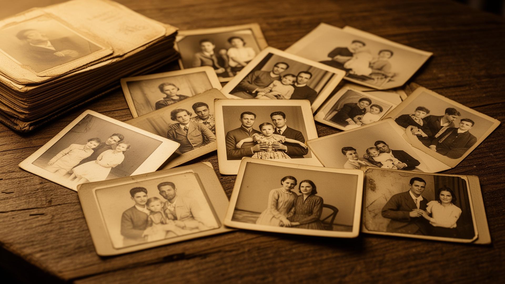 Photographies anciennes en noir et blanc disposées ensemble.